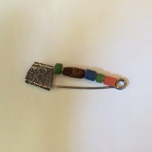 Unique Etched Sterling Silver Beaded Brooch